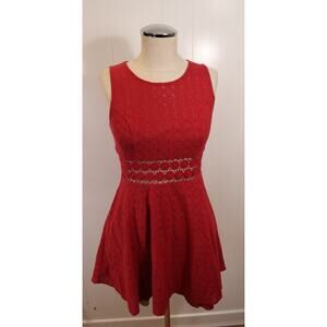 FREE PEOPLE Size 4 Red Lace Sleeveless Fit and Flare Daisy Lace (43)